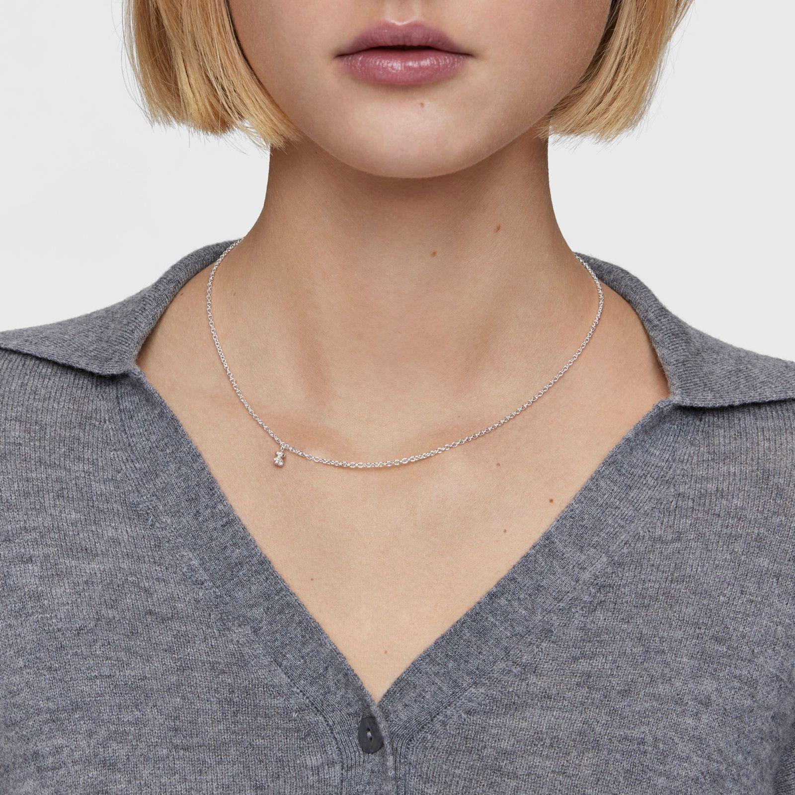 Collar corto de plata con anillas redondas gruesas Bold Bear-3