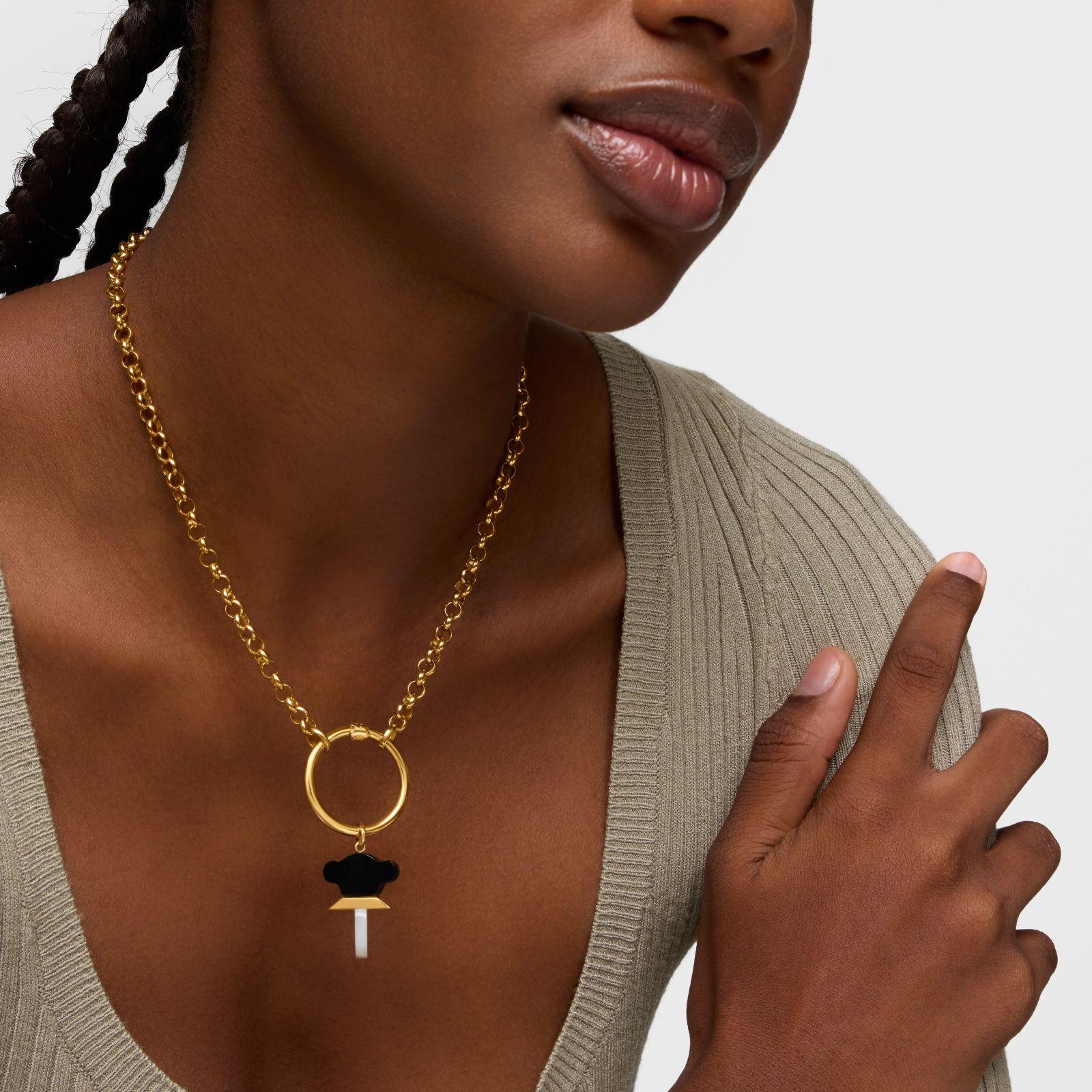 Colgante con baño de oro 18 kt sobre plata, nácar y ónix 25 mm Sweet Dolls-3