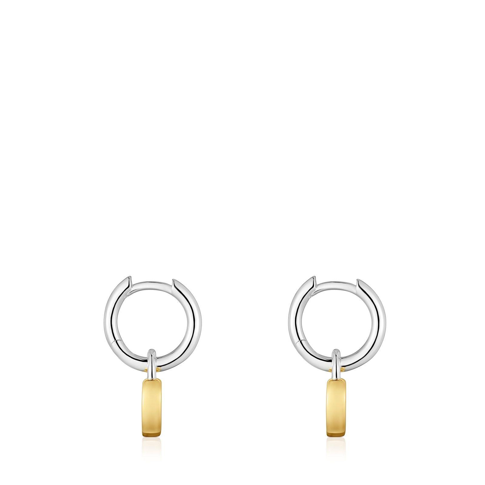 Pendientes de aro bicolor corazón candado TOUS Unlock-2