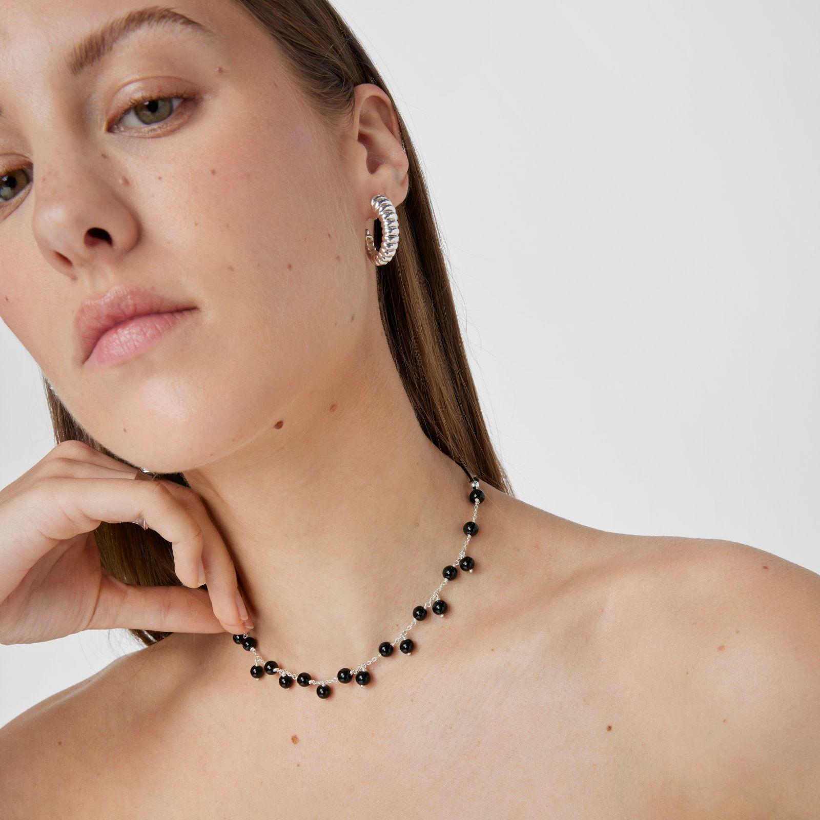 Collar de plata, ónix y nylon negro Icon Glass Tous-3