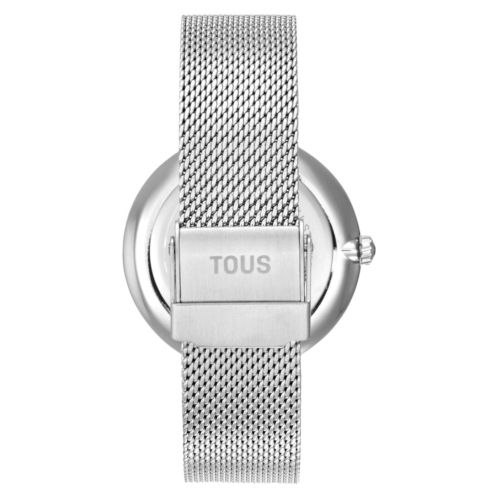Reloj analógico esfera marrón con brazalete acero bicolor-2