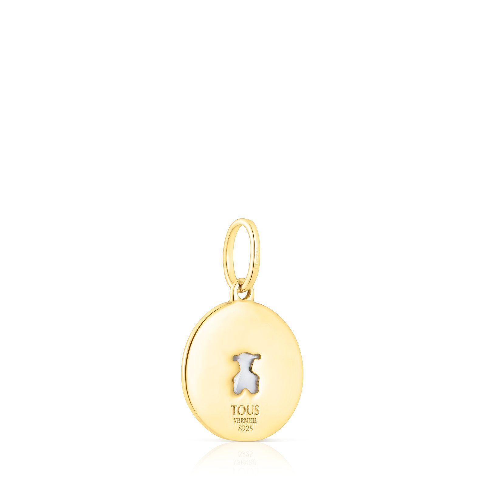 Colgante medalla de plata vermeil y nácar oso Aelita-2