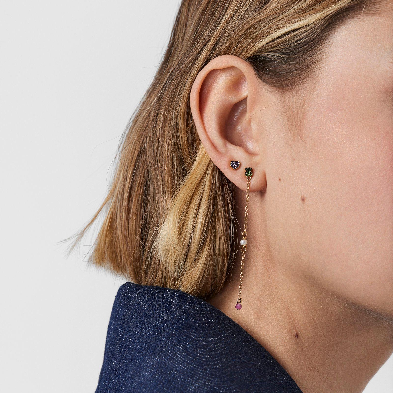 Aros de plata vermeil, cromodiópsidos  TOUS New Motif-5