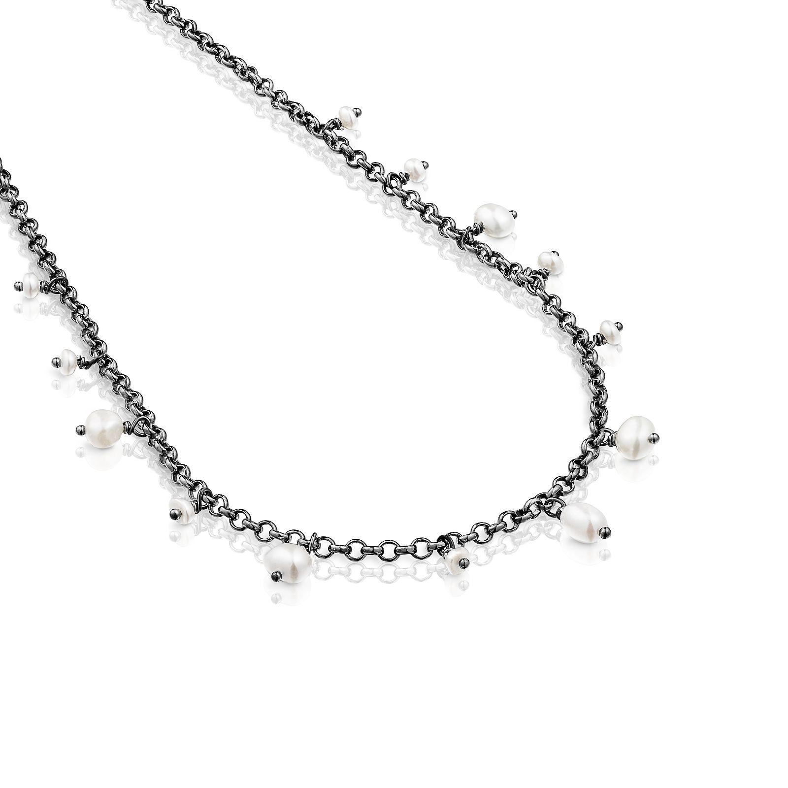 Collar de plata dark silver y perlas Virtual Garden Tous-2