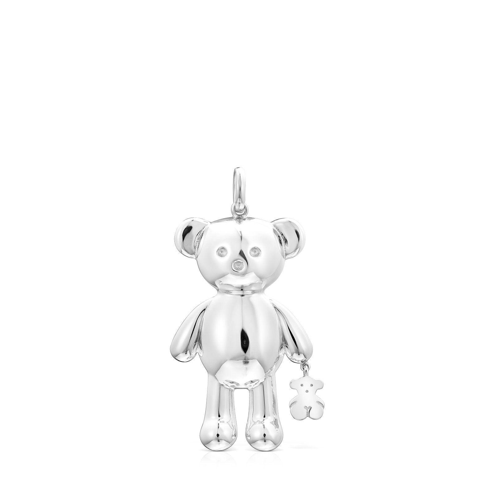 Colgante grande oso de plata Teddy Bear-0