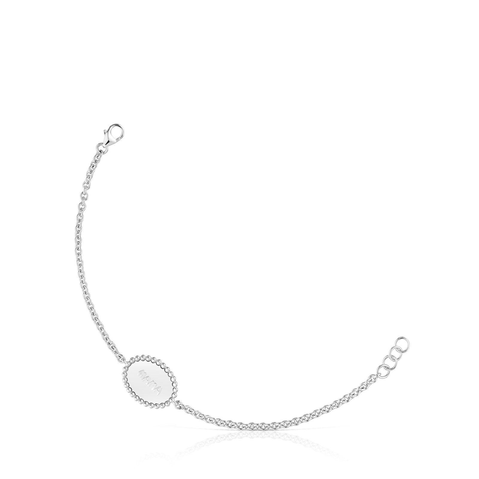 Pulsera cadena de plata placa TOUS Mama-4