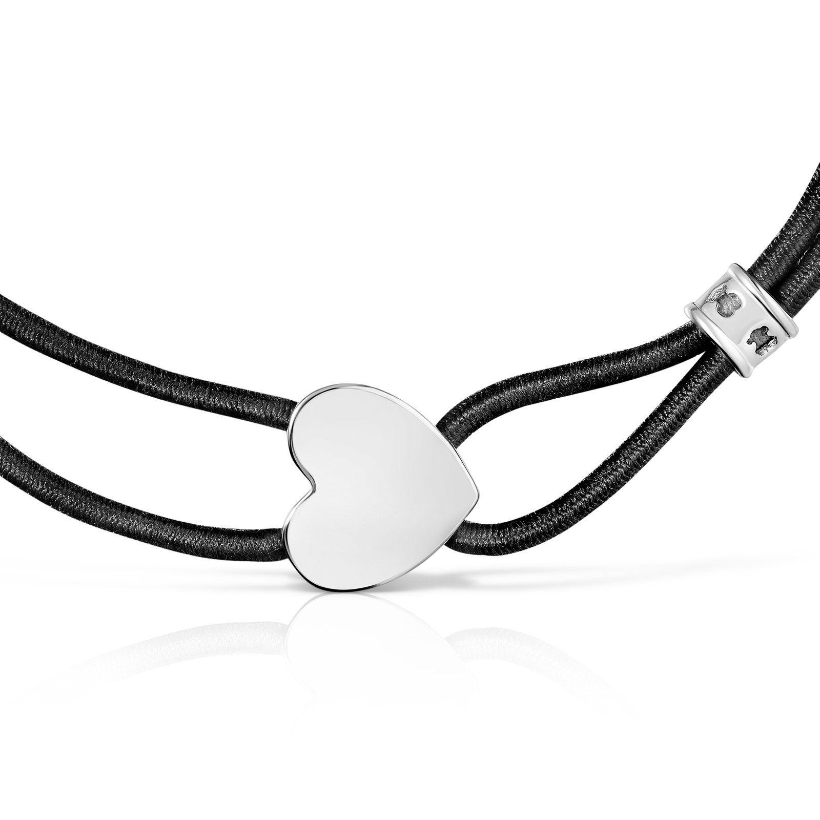 Pulsera elástica negra con corazón de plata Sweet Dolls Tous-3