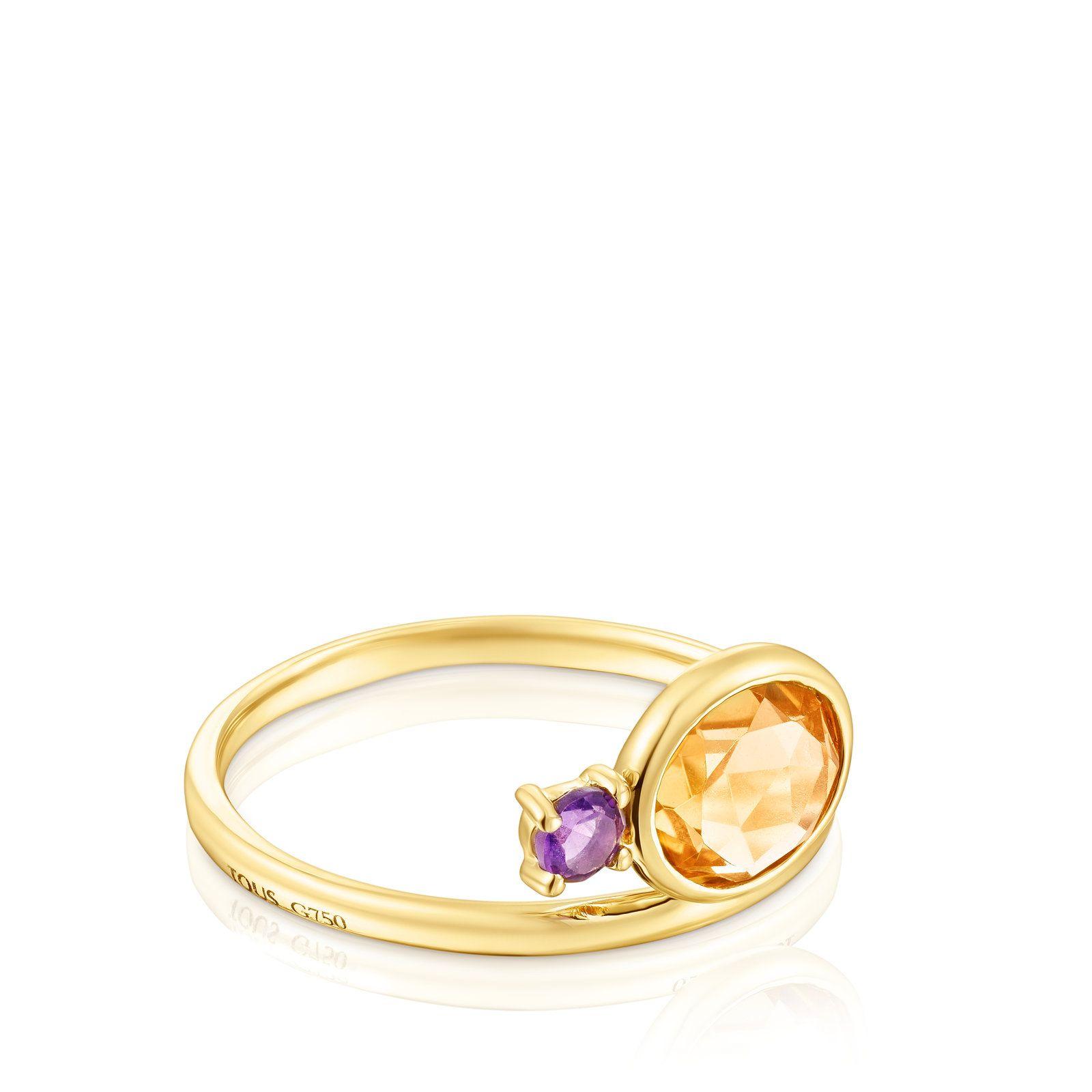Anillo de oro con citrino y amatista Virtual Garden Tous-2