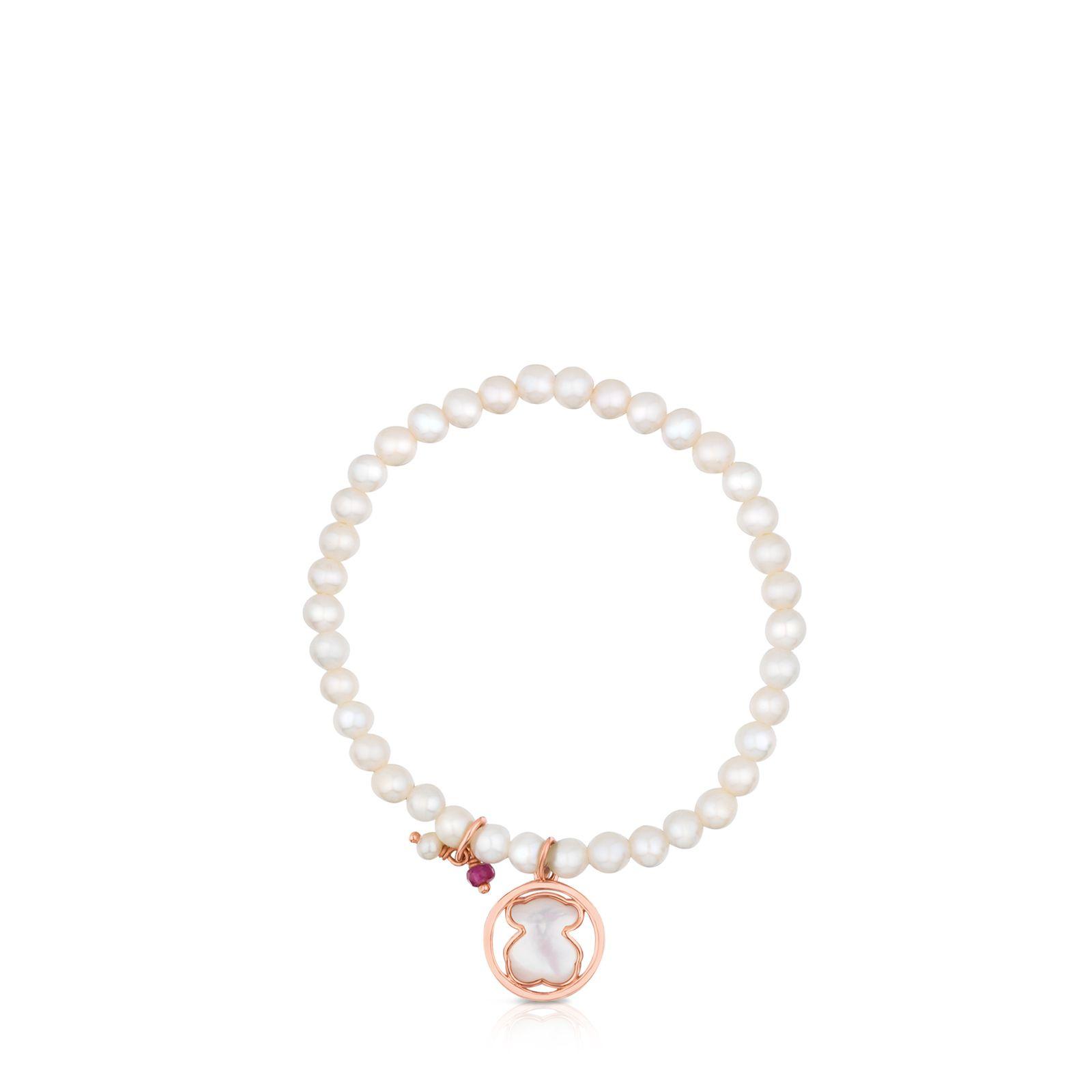 Pulsera Tous Plata Vermeil rosa con Perlas, Nácar y Rubí-1
