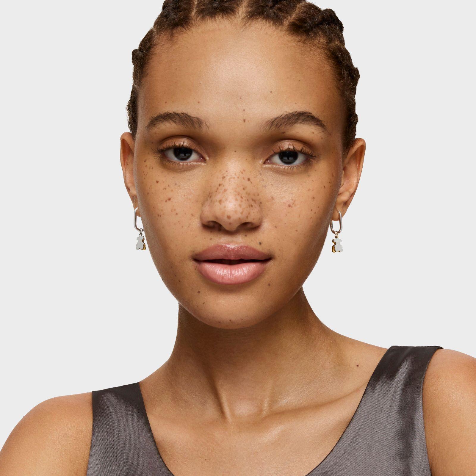 Aros de aro pequeños motivo oso bicolor Sweet Dolls-3