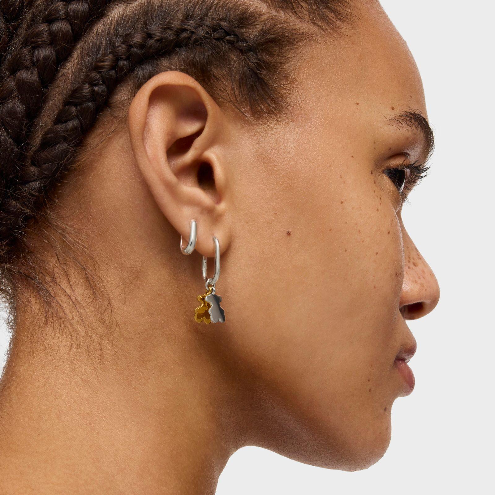 Aros de aro pequeños motivo oso bicolor Sweet Dolls-4