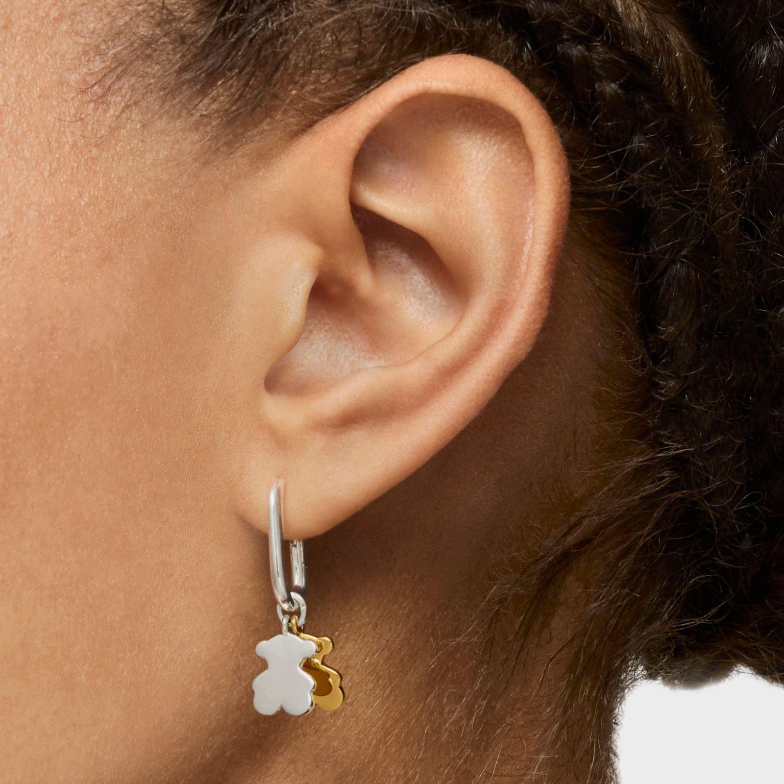 Aros de aro pequeños motivo oso bicolor Sweet Dolls-6