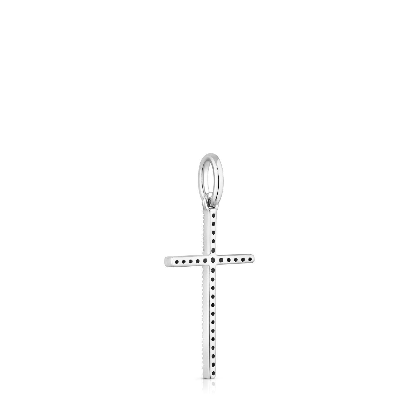 Colgante cruz de oro blanco y diamantes Basics-2