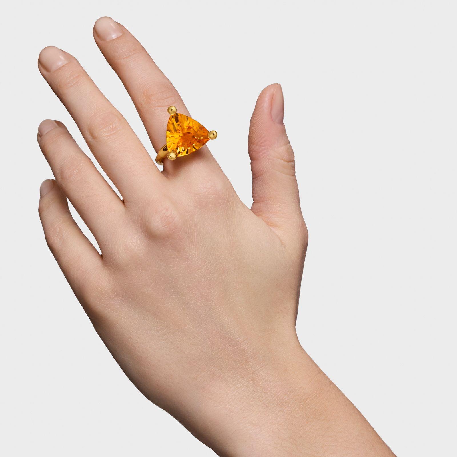 Anillo grande TOUS en plata con citrino y baño oro 18 kt-3