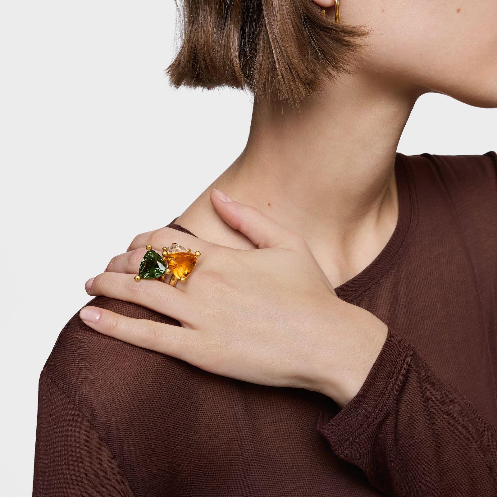 Anillo grande TOUS en plata con citrino y baño oro 18 kt-4