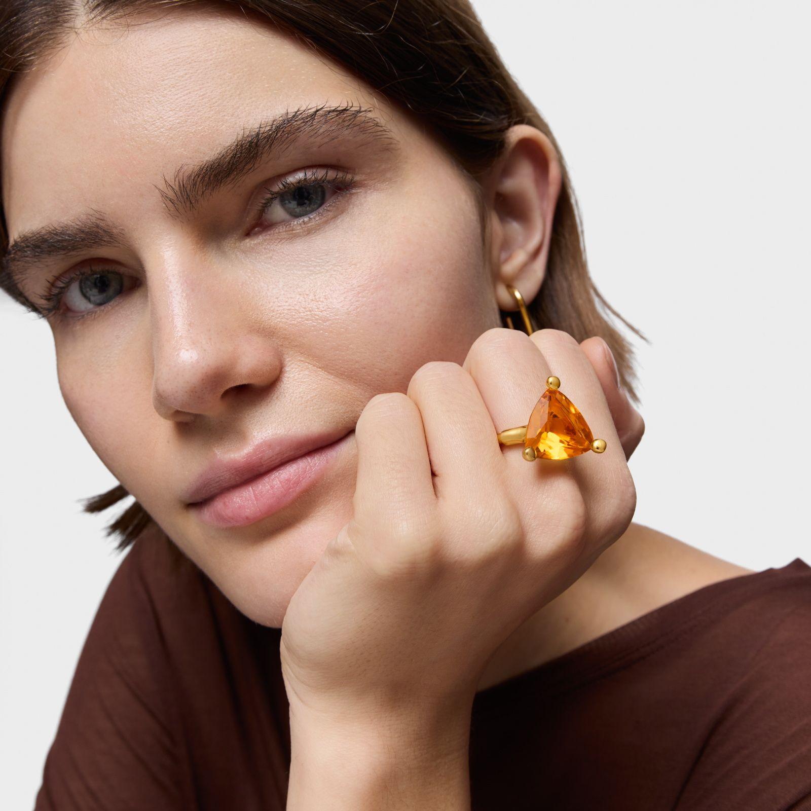 Anillo grande TOUS en plata con citrino y baño oro 18 kt-5