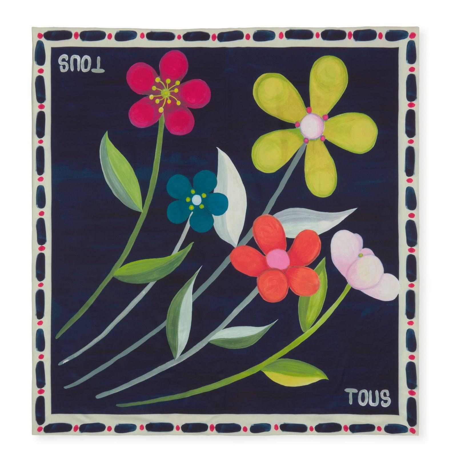 Pañuelo cuadrado azul marino TOUS Summer Daisies-0