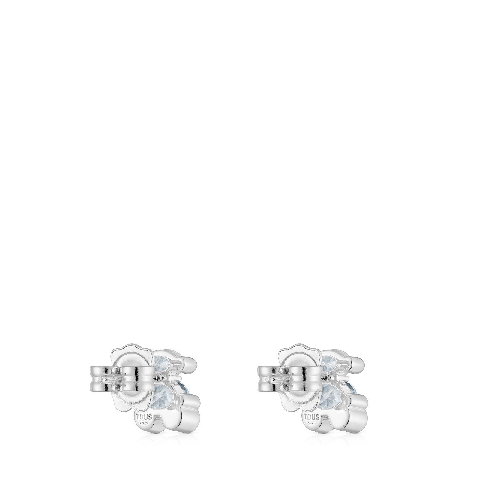 Pendientes cuarzo roca 8 mm y oso de plata Bear-2