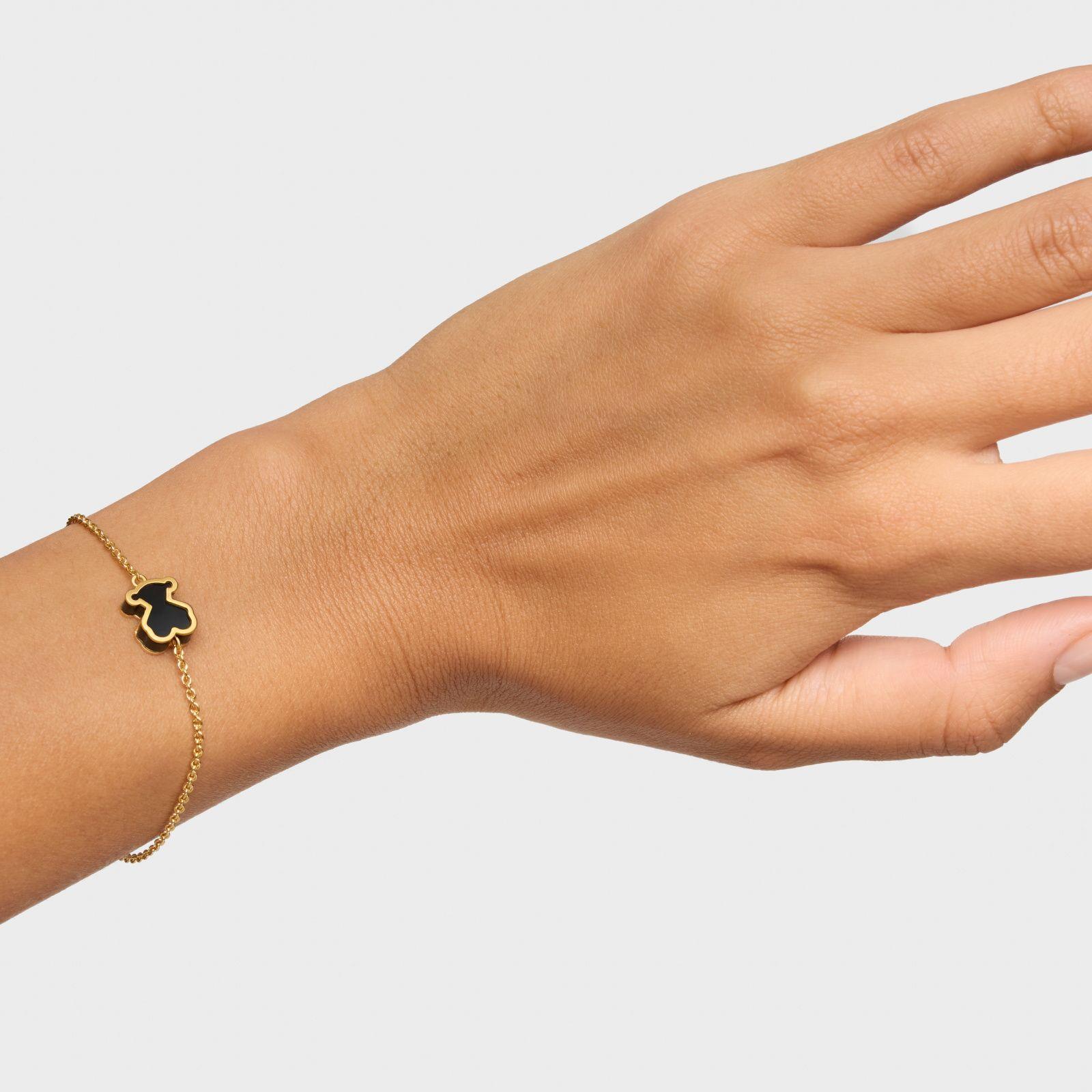 Pulsera oro 18 kt sobre plata con metacrilato negro Galaxy-5