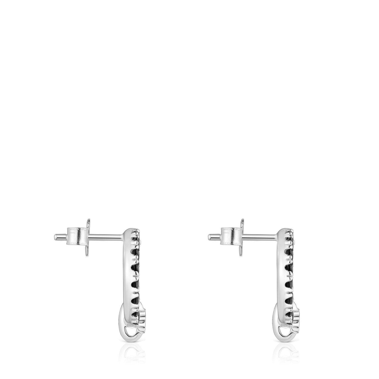 Pendientes círculo de plata y espinela negra Straight-2