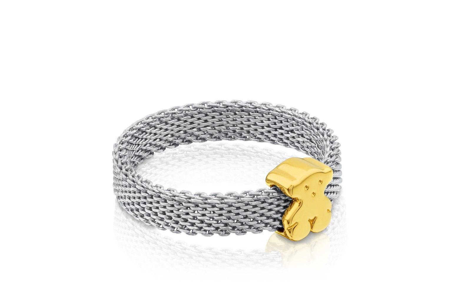 Anillo Tous Icon Mesh de Acero y Oro-1