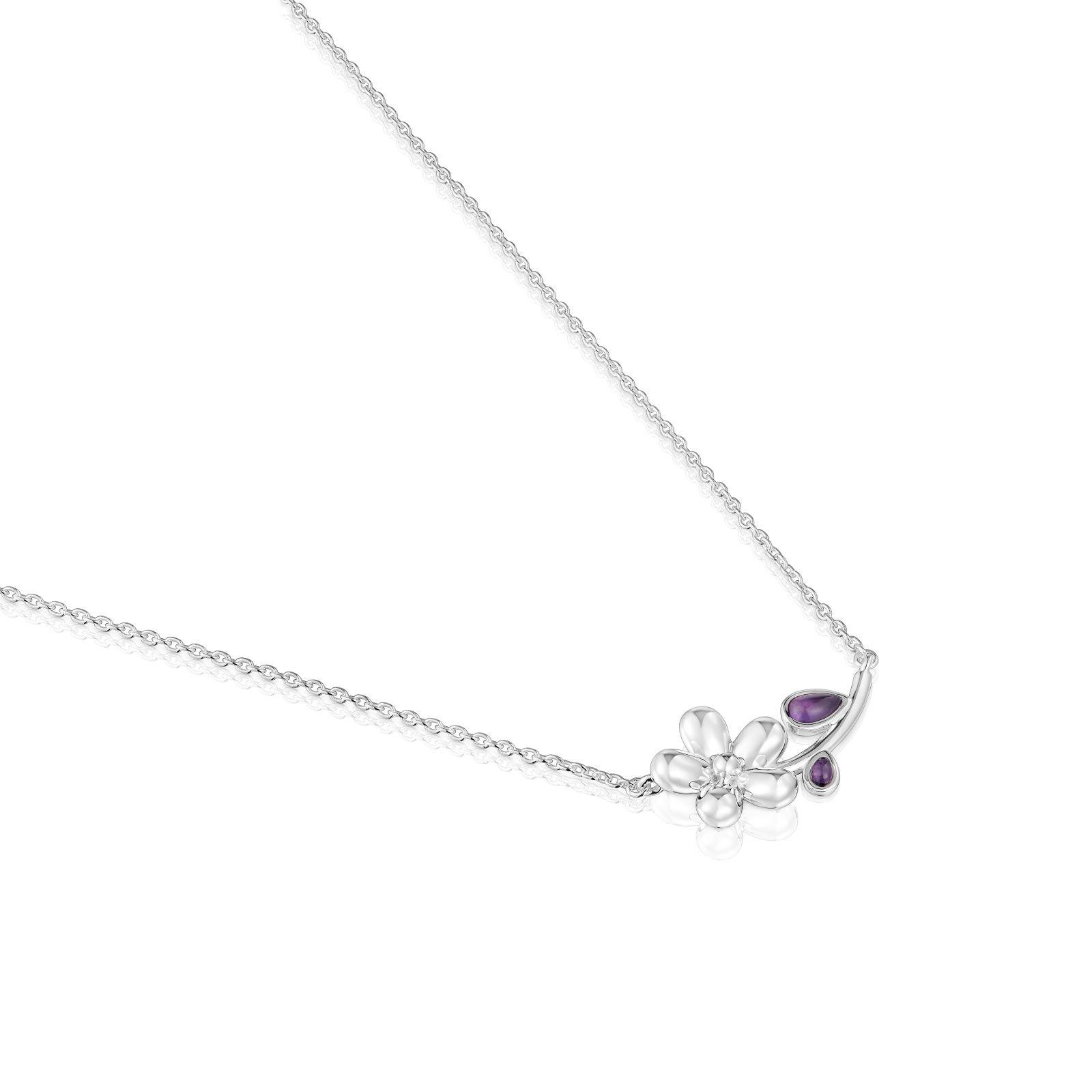 Collar corto de plata y amatista Daisy-2
