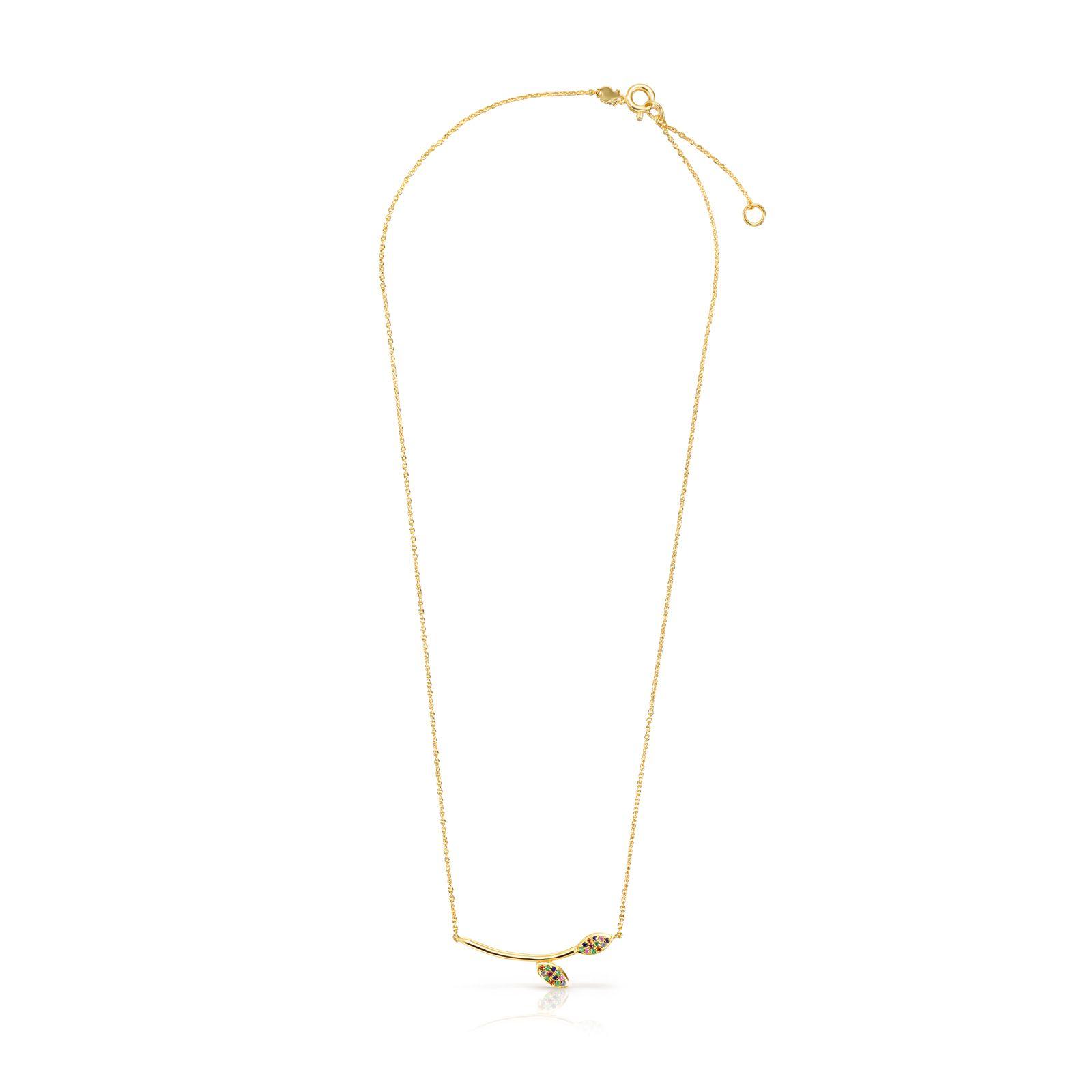 Collar Real Mix Leaf de Plata Vermeil con Gemas Tous-1