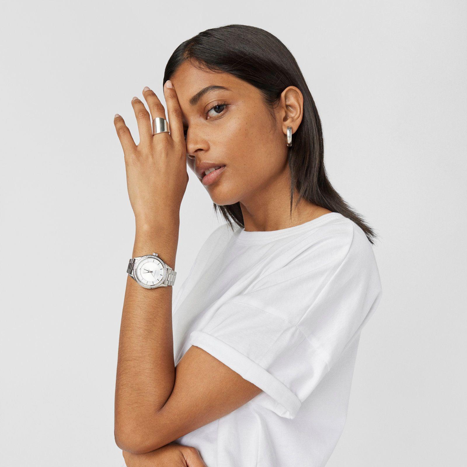 Reloj T-Shine de acero con zirconias cúbicas-4