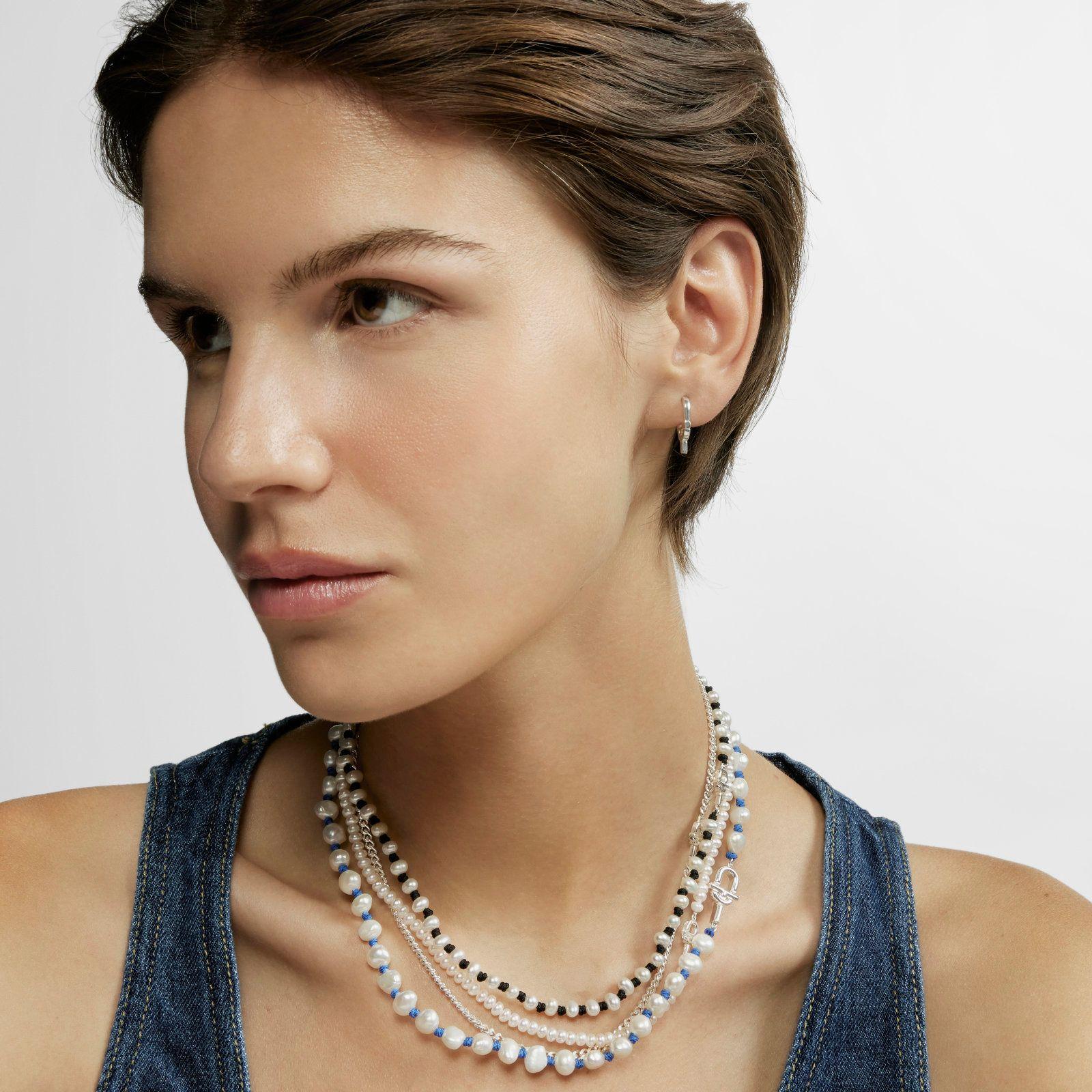 Collar nylon azul con plata y perlas 45 cm TOUS MANIFESTO-6