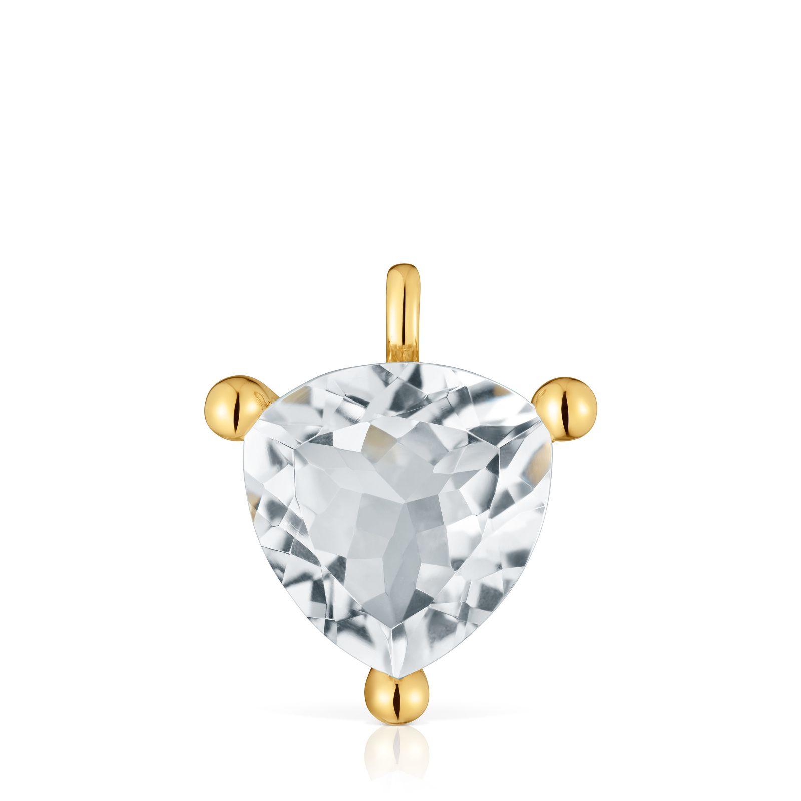 Colgante con baño de oro 18 kt sobre plata y cuarzo cristal de roca trillion Color White-0
