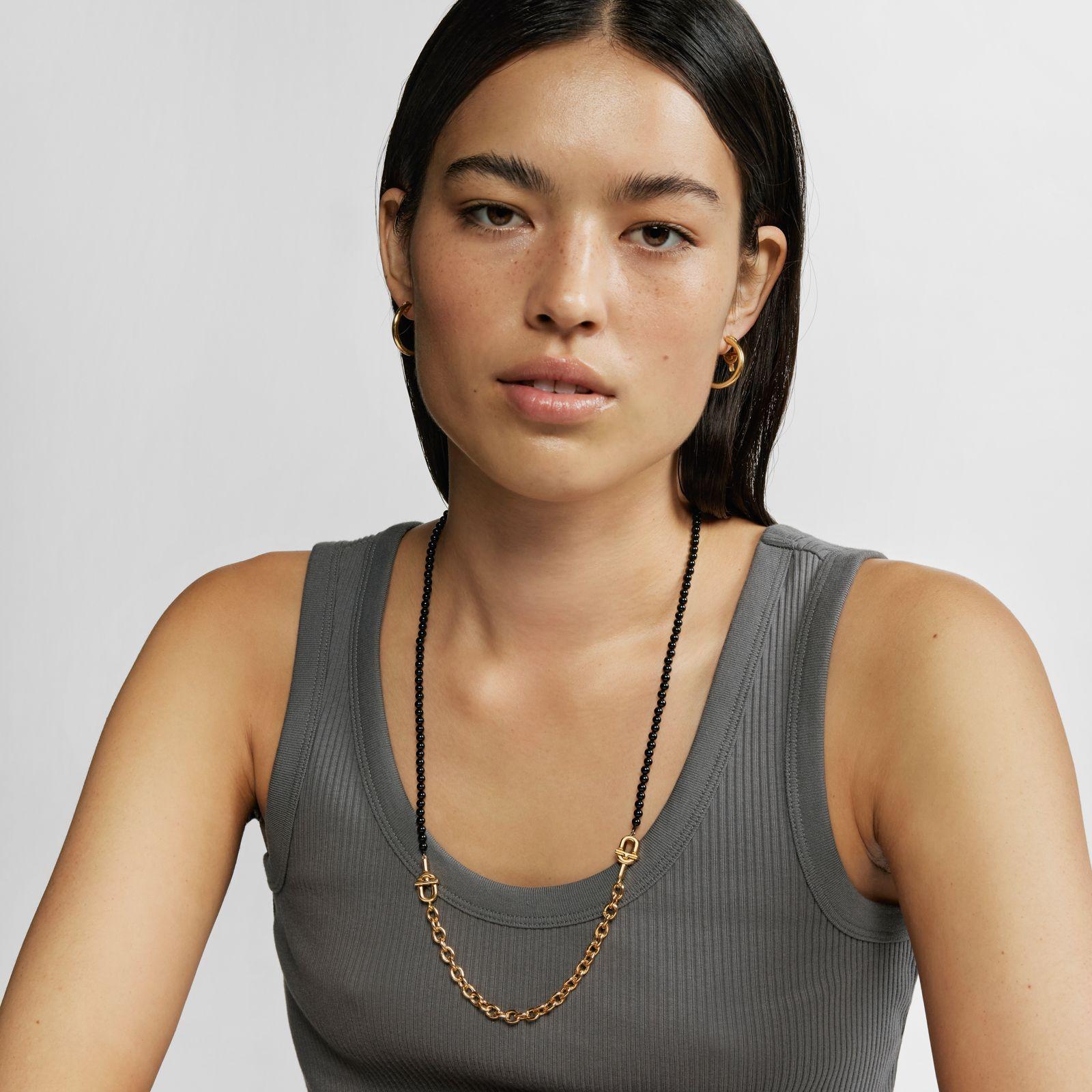 Collar con baño de oro 18 kt sobre plata y ónix 50 cm-6