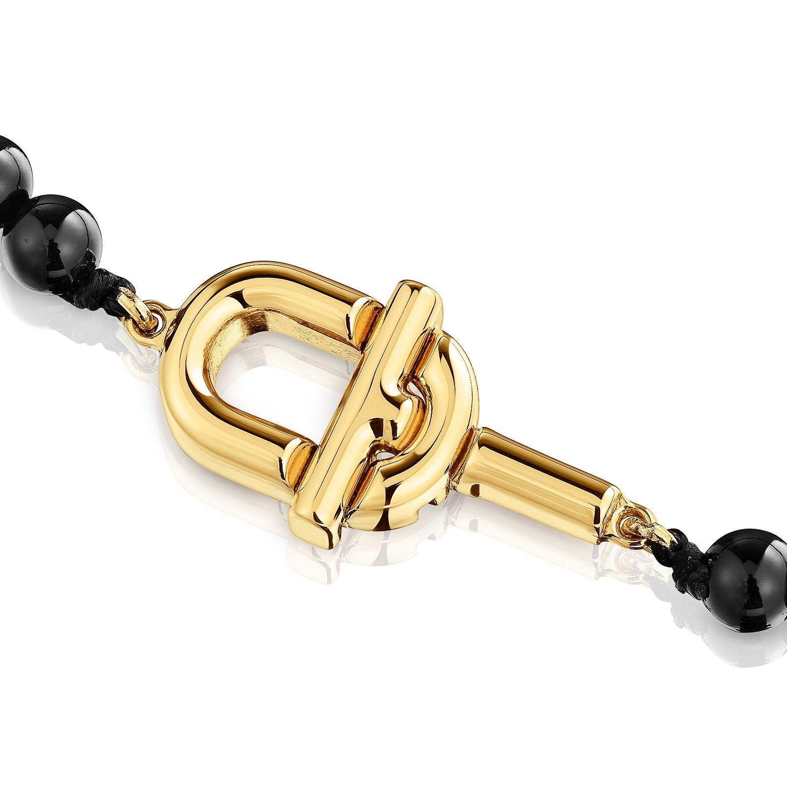 Collar con baño de oro 18 kt sobre plata y ónix 50 cm-2