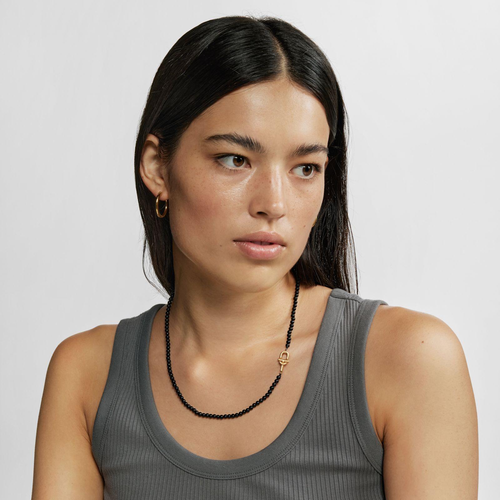 Collar con baño de oro 18 kt sobre plata y ónix 50 cm-5