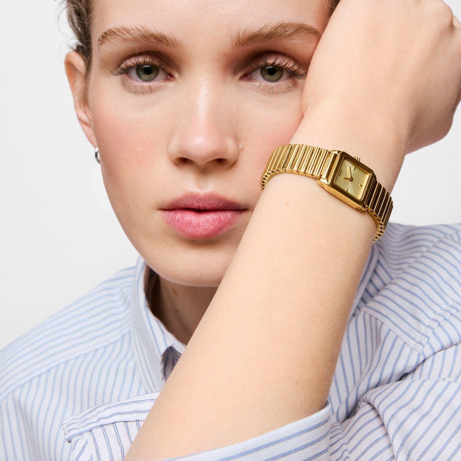 Reloj analógico con brazalete de acero dorado TOUS 1950-4