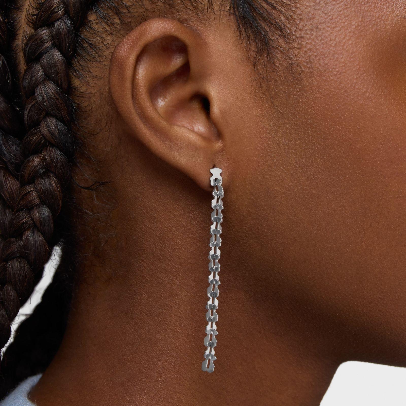 Pendientes largos de acero con motivos oso Carrusel-3