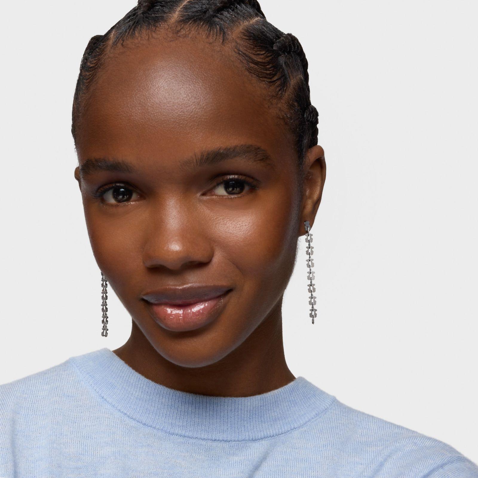 Pendientes largos de acero con motivos oso Carrusel-4