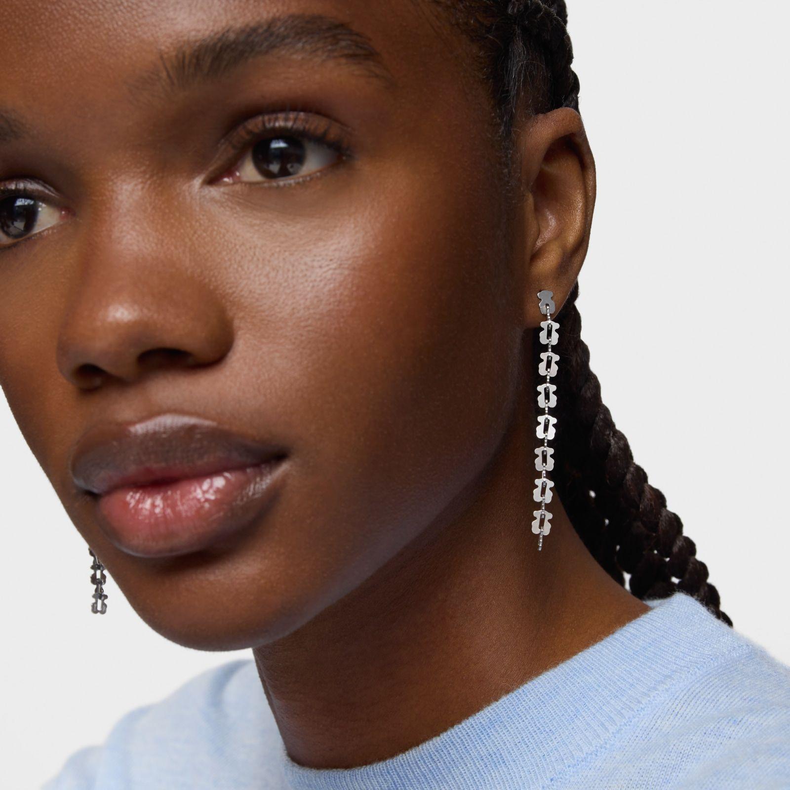 Pendientes largos de acero con motivos oso Carrusel-5