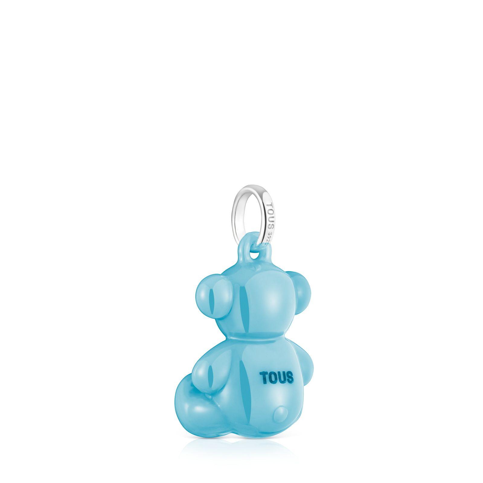 Colgante oso de plata y cerámica azul Bold Bear-2
