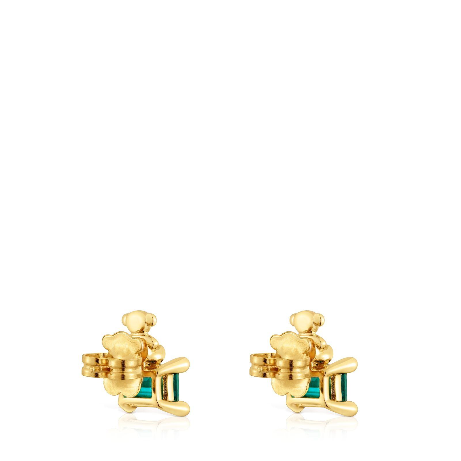 Aros motivo oso baño de oro 18kt plata y esmeralda en lab-2
