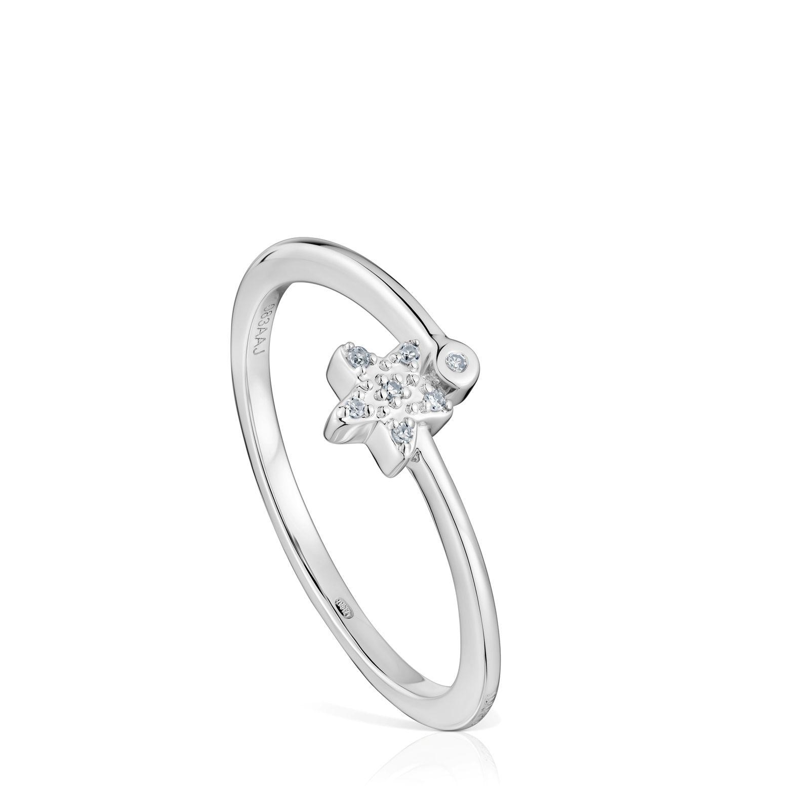Anillo estrella de oro blanco con diamantes TOUS Grain-0