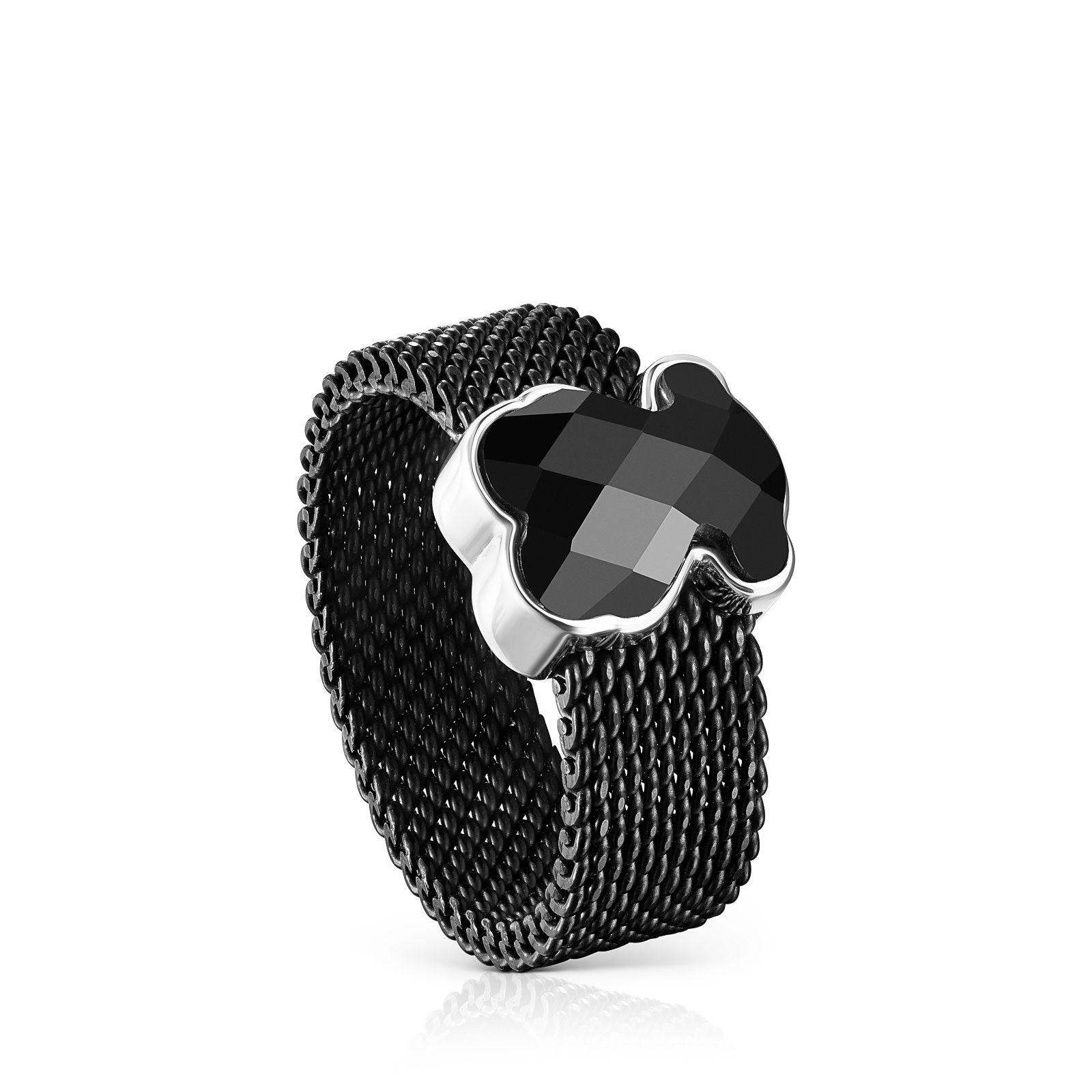 Anillo Mesh Color de Acero IP negro y Ónix-0