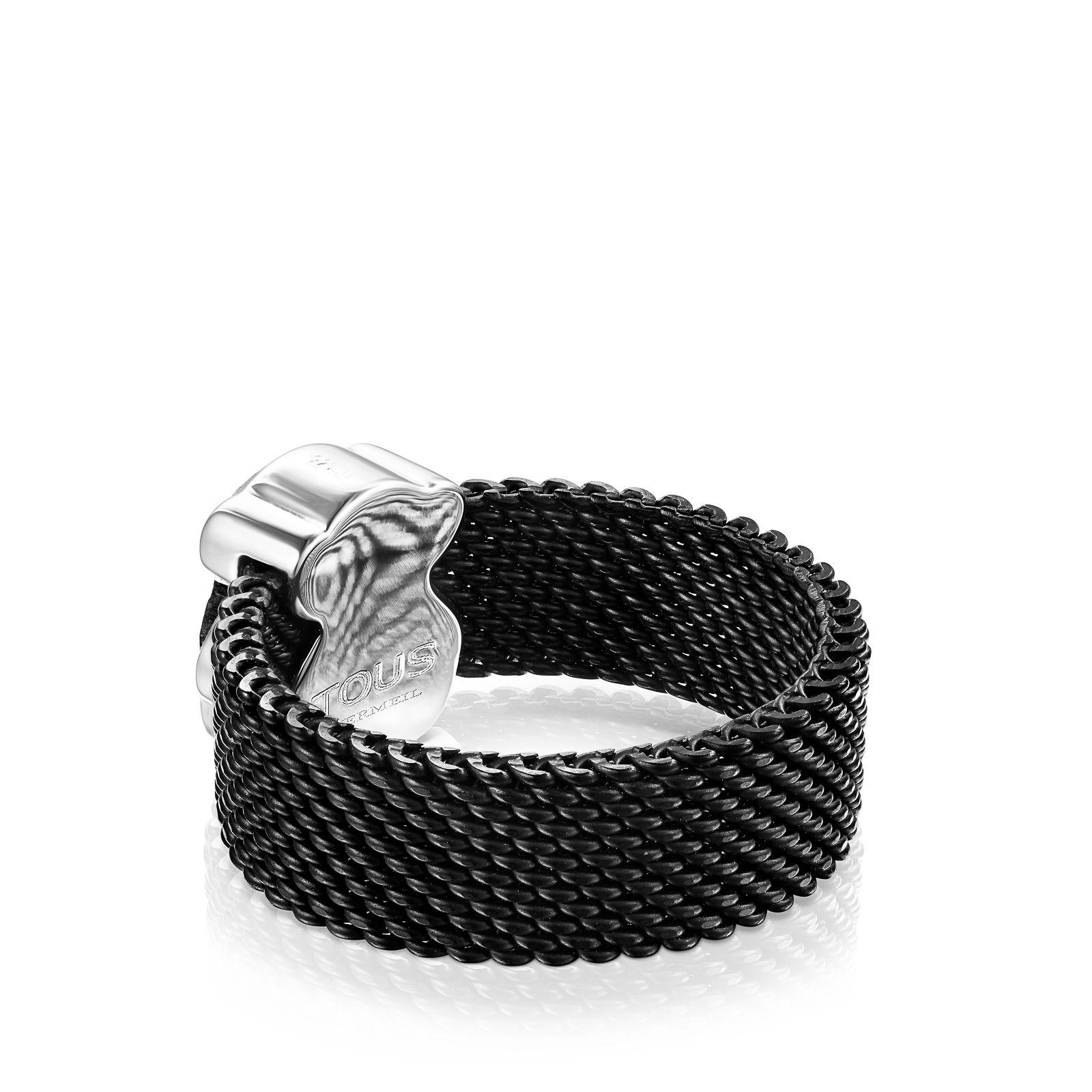 Anillo Mesh Color de Acero IP negro y Ónix-2