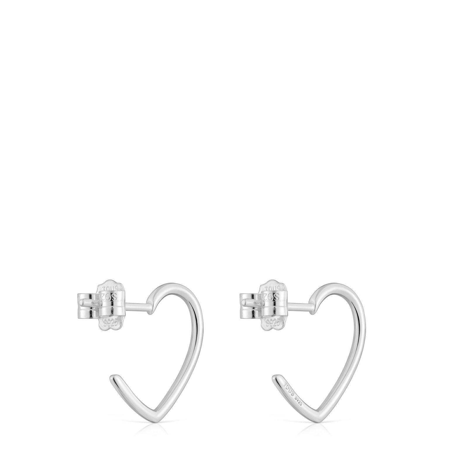 Pendientes aro de plata motivo corazón New Silueta-2