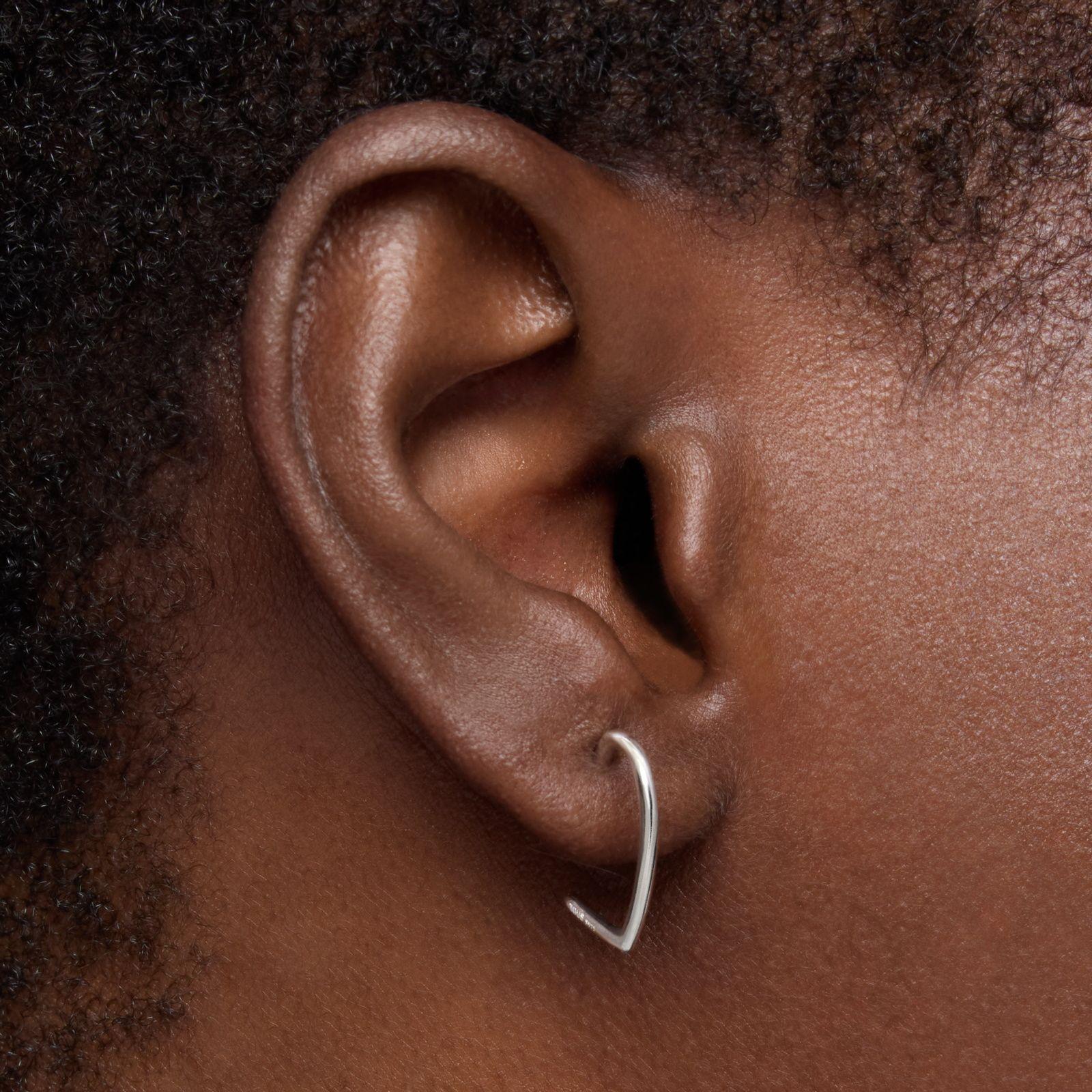 Pendientes aro de plata motivo corazón New Silueta-5