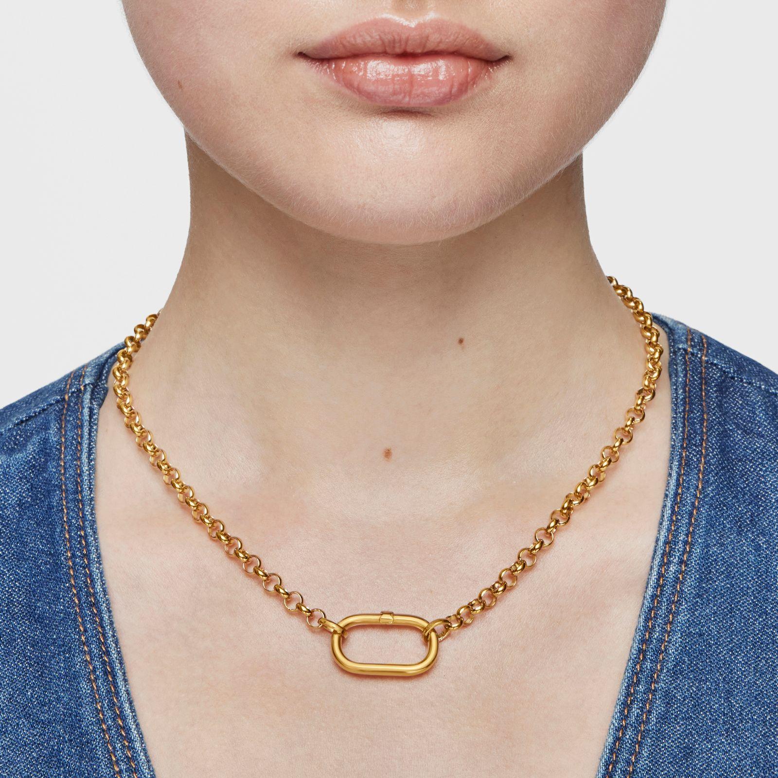 Anilla grande con baño de oro 18 kt sobre plata Hold Oval-6