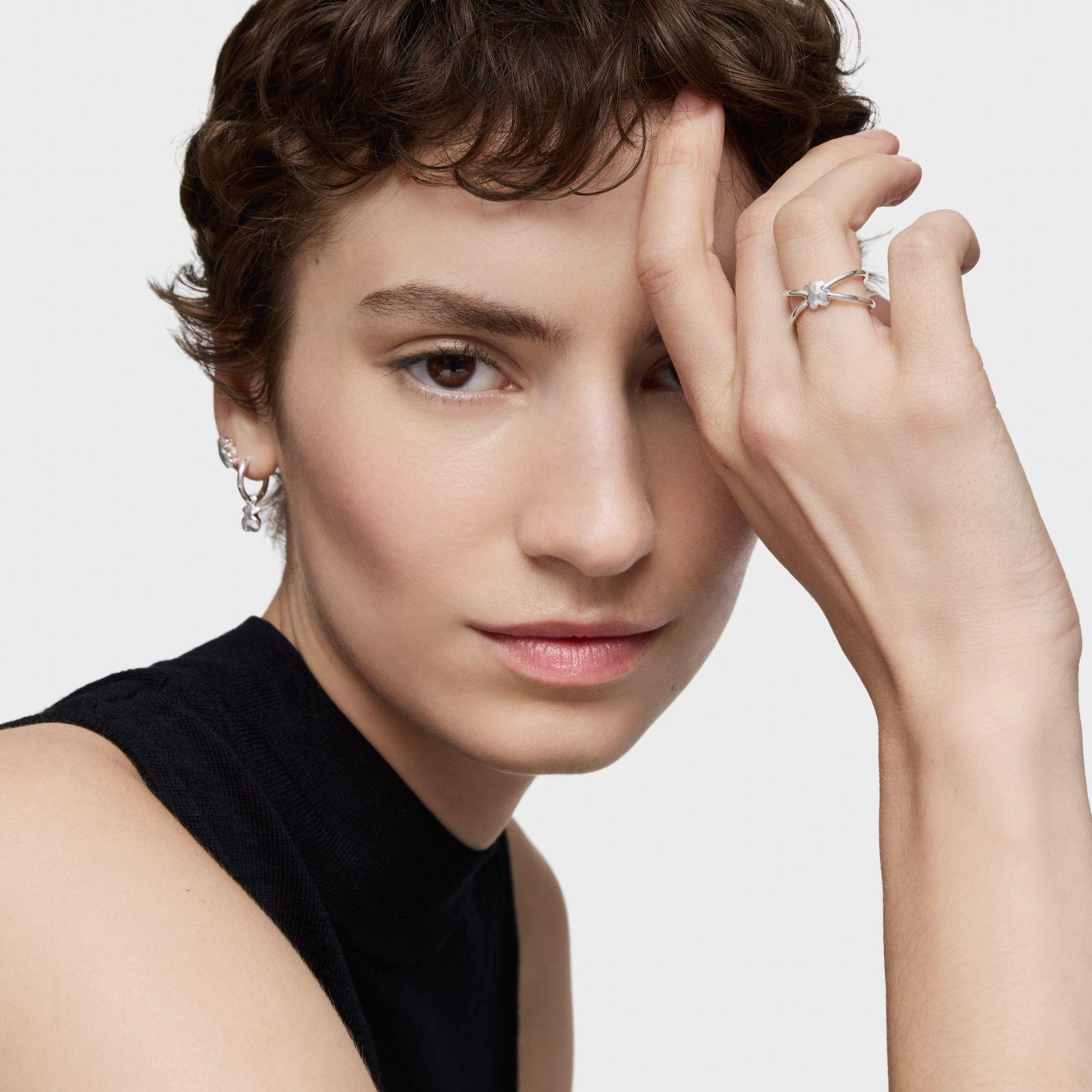 Anillo abierto oso de plata Icon Metal-3