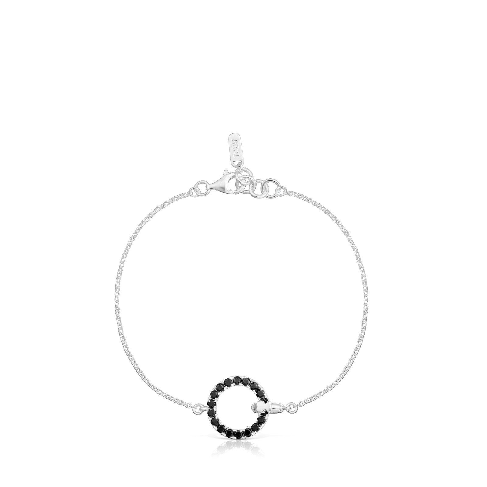 Pulsera cadena de plata y espinela negra Straight-2