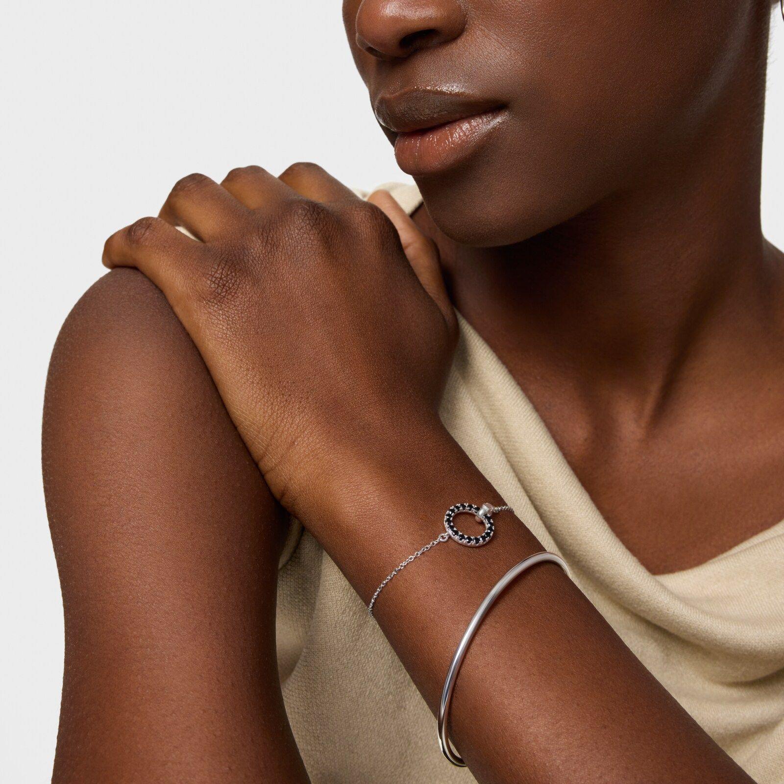 Pulsera cadena de plata y espinela negra Straight-3