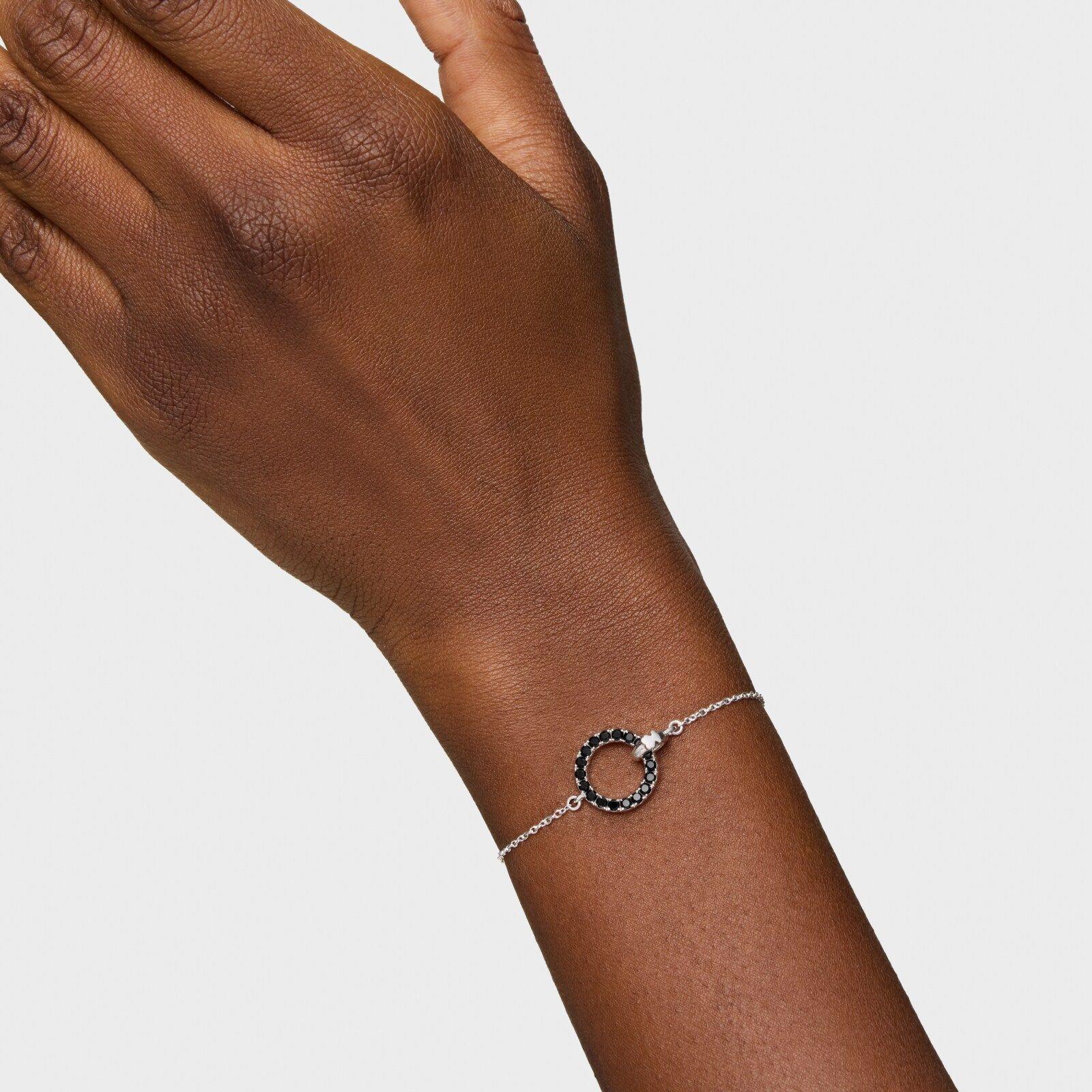 Pulsera cadena de plata y espinela negra Straight-5