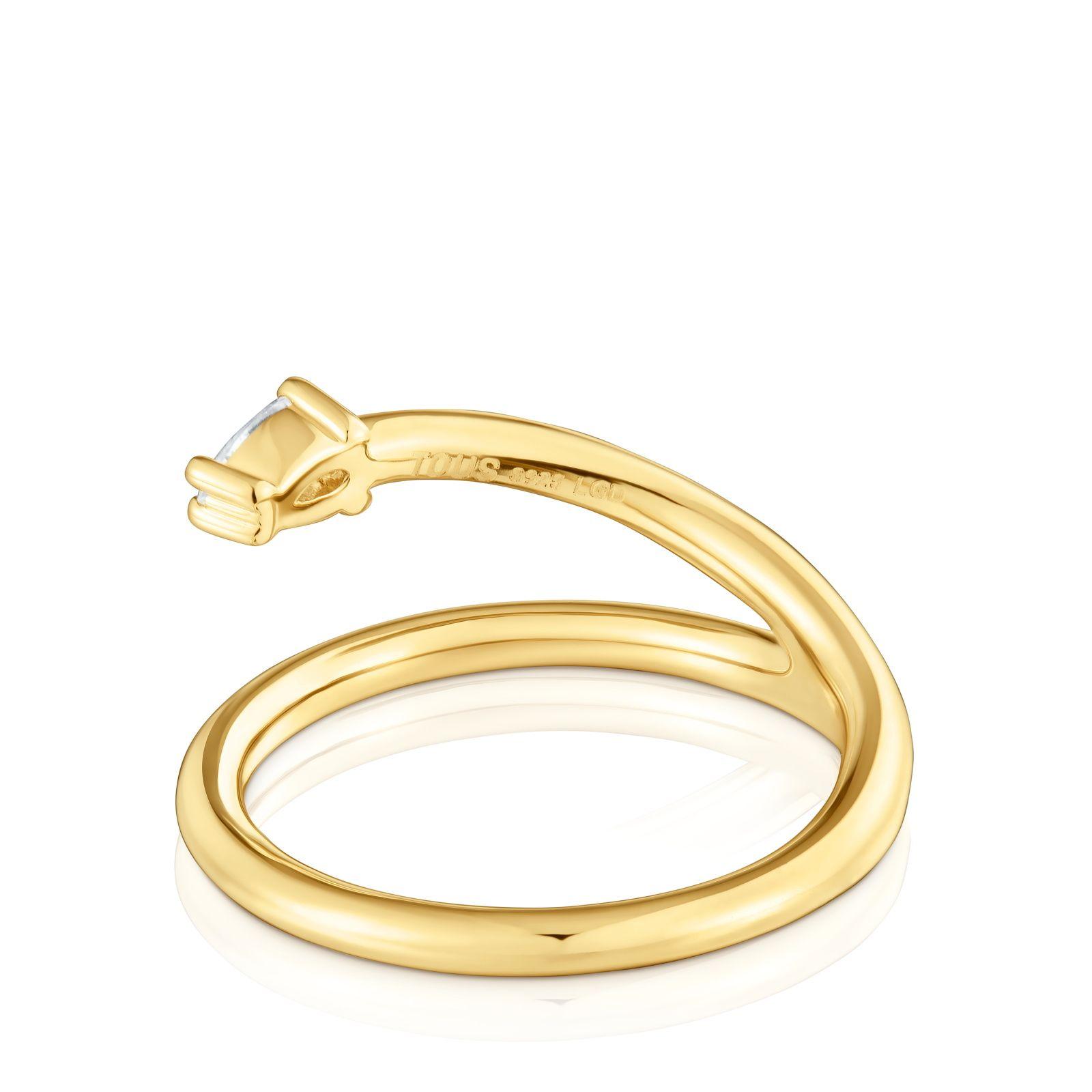 Anillo con baño de oro 18 kt sobre plata y diamante creado en laboratorio Lio LGD-2